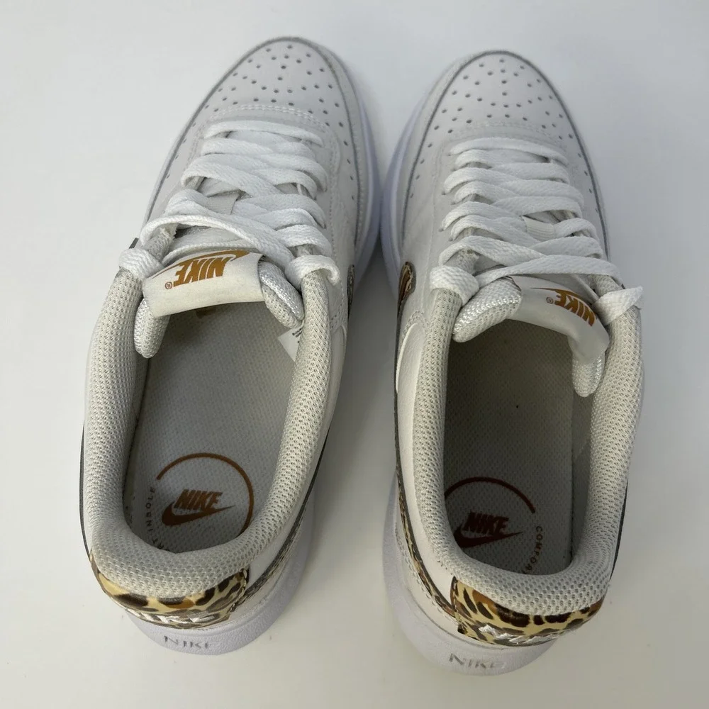 Nike Court Vision Alta LTR‎ Women's Size 8 White Leopard Camo Swoosh DM0113-004